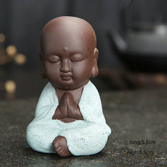 Cute Mandala Clay Buddha Statue Monk Figurine