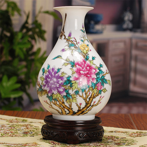 Retro Chinese Ceramics Flower Vase Decorative Porcelain Flower Flask  Chinaware Ornament Luxury Gift and Craft