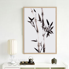 Artistic Watercolor Black Bamboo Canvas Art Print Poster