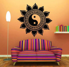 Stunning Home Decal Buddha Yin Yang Floral Yoga Meditation