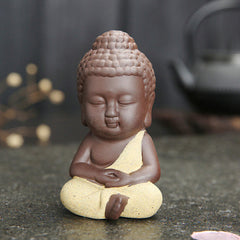 Cute Mandala Clay Buddha Statue Monk Figurine
